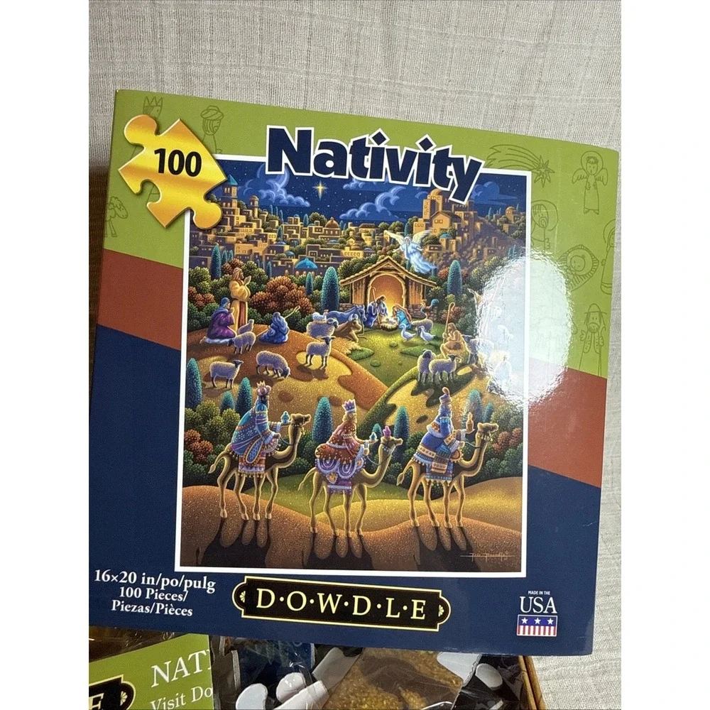 DOWDLE PUZZLE NATIVITY 100 PIECES 16X20 COMPLETE‎ NO MISSING PIECES